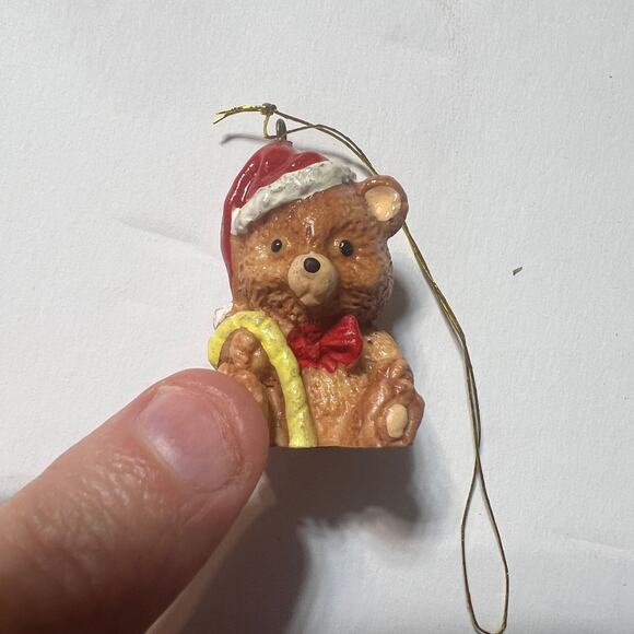 Vintage Barely Bears Christmas Ornaments Set of 3 Hand Painted Taiwan Boxed - Picture 12 of 16